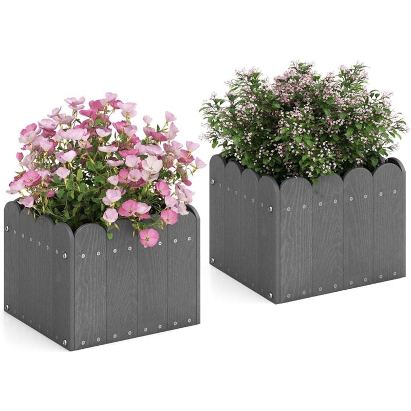 2 Bac à Fleurs 30L, 2 carré Potager de Jardin en hdpe avec Trous de Drainage pour Légumes Fruits Plantes Grasses, Pots de Fleurs Décoratifs pour