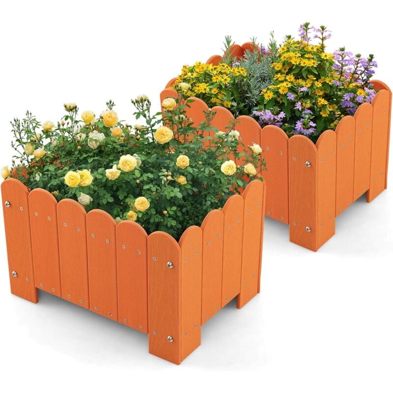 2 Bac à Fleurs 40L, 2 carré Potager de Jardin en hdpe avec Trous de Drainage pour Légumes Fruits Plantes Grasses, Pots de Fleurs Décoratifs pour