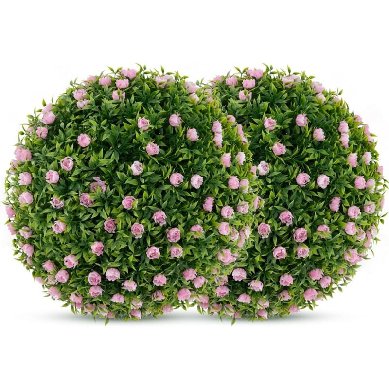 Relax4life - 2 Boules Artificielles 37 cm, Boules avec Fleurs et Feuilles, Art Topiaire de Jardin, Décoration pour Plantes Artificielles Intérieures
