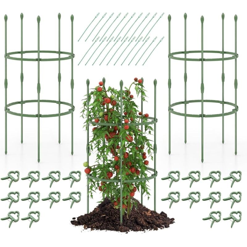 Relax4life - 3 Treillis de Jardin Réglables 102 cm 2-en-1, Tuteur de Tomates de Jardin, Support de Plante pour la Cage à Tomatespour Les Plantes
