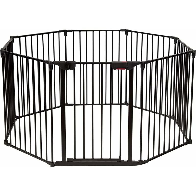 Relax4life - 8 Panneaux Barrière de Sécurité Enfant Multi-fonction en Fer, Grille de Protection Extensible pour Bébé Animaux Cheminée