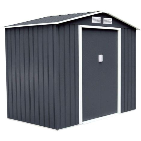 RELAX4LIFE Abri de Jardin en Acier Galvanisé avec 2 Portes Coulissantes et 2 Fenêtres, Cabane à Outils Extérieure pour Jardin, Parc
