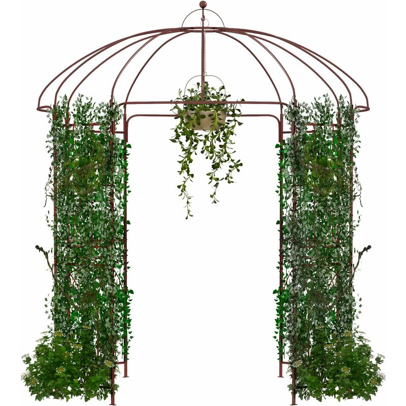 Arche de Jardin en Métal pour Plantes Grimpantes, Voûte de Jardin en Forme de Cage à Oiseaux avec 8 Tubes de Pieds, pour Mariage/Commémoration/Fête