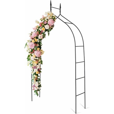Relaxdays Arco per Rampicanti da Giardino, Sostegno in Ferro per Rose,  216x150x36 cm, Supporto Vintage per Piante, Nero