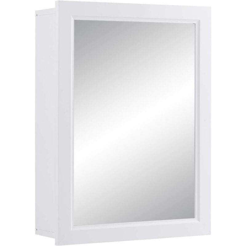 Armoire Murale de Salle de Bain avec Miroir, Armoire Suspendue avec 2 étagères Internes, 3 Niveaux de Hauteur Réglable, Organisateur Polyvalent pour