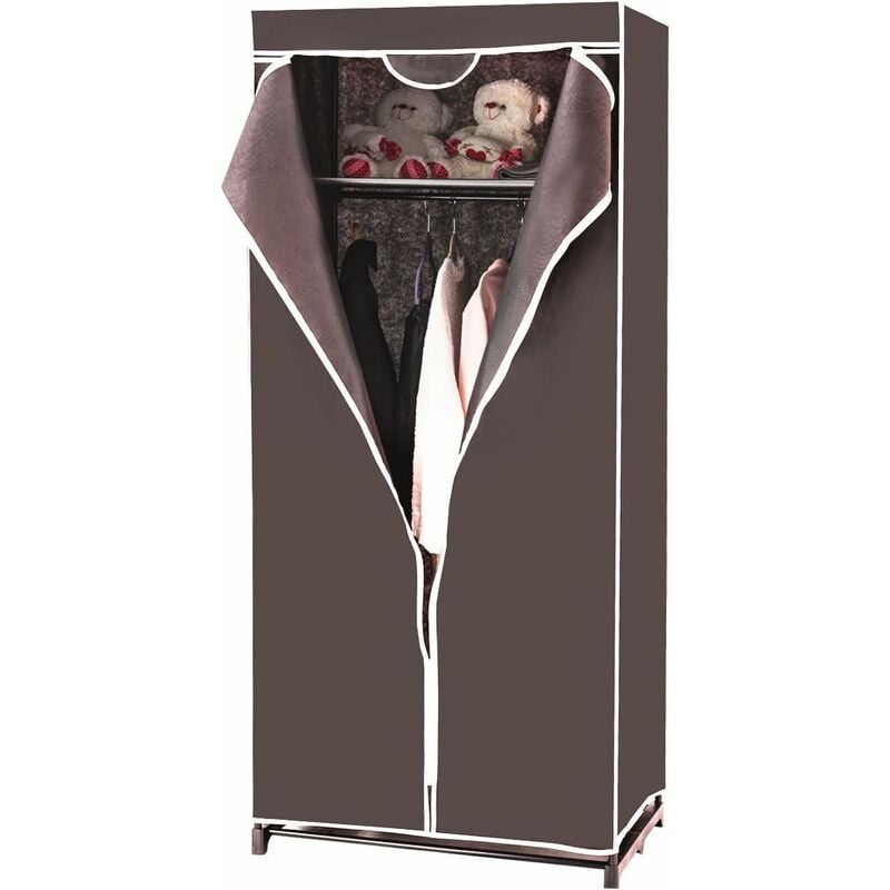 Relax4life - Armoire de Rangement en Tissu Non-tissé avec Structure Métallique, Penderie de Vêtement Pliable avec Grand Espace de Stockage pour