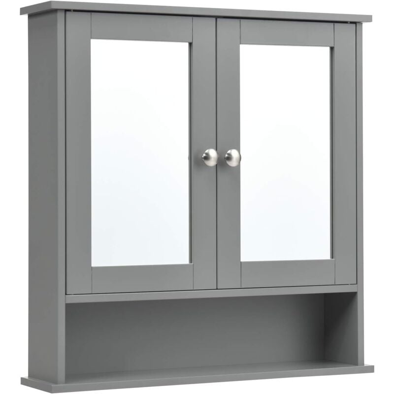 Relax4life - Armoire Murale à Miroir avec 3 Étagères et 2 Portes, Armoire de Toilettes Suspendue avec Étagère Réglable, Charge Max 15 kg, 56 x 13 x
