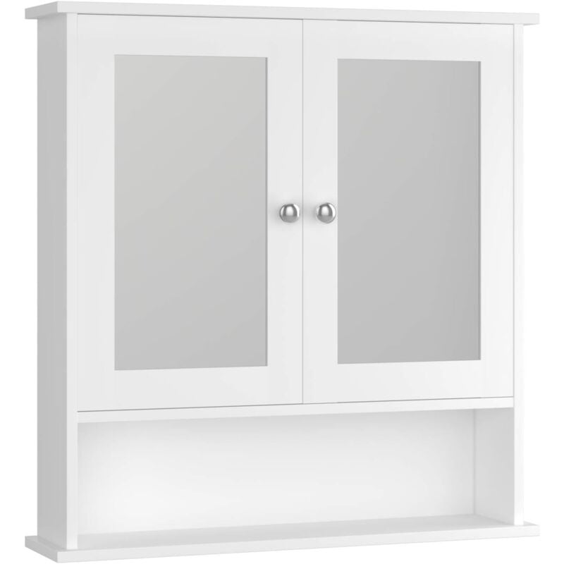 Relax4life - Armoire Murale à Miroir avec 3 Étagères et 2 Portes, Armoire de Toilettes Suspendue avec Étagère Réglable, Charge Max 15 kg, 56 x 13 x