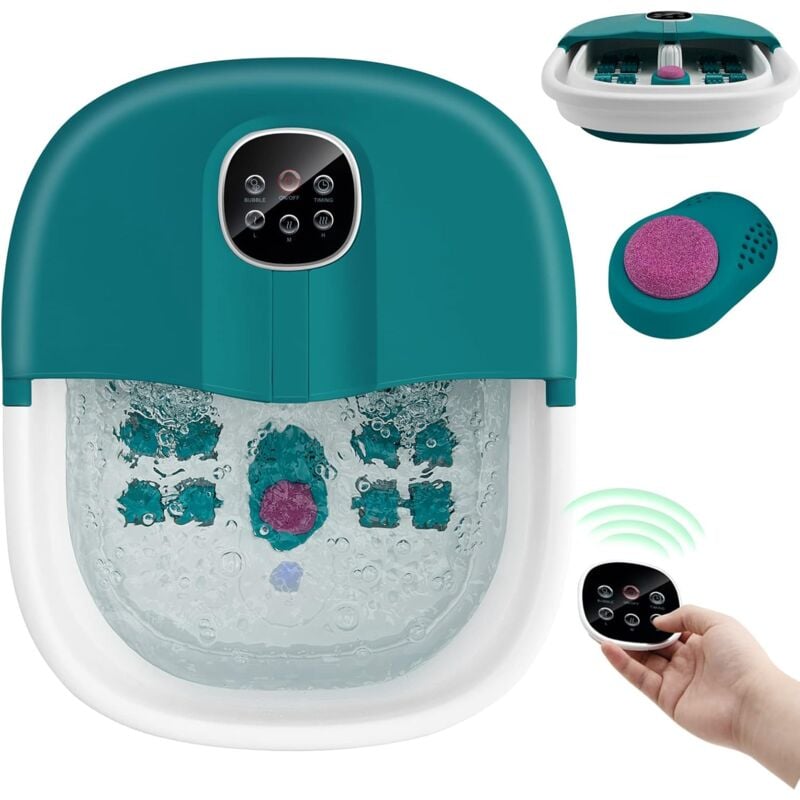 Bain de Pieds Pliable Thalasso 500W avec Bulles et Rouleaux, Bain Massage Hydromasseur 3 Températures Réglables et Minuterie 20 à 60 Min pour