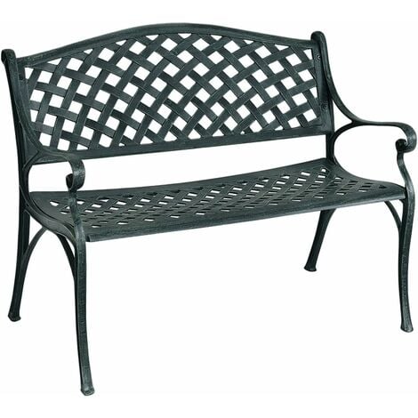 RELAX4LIFE Banc de Jardin en Alu Moulé, Chaise de Jardin avec Dossier et Accoudoirs Confortables, Banc 102 CM de Long pour Jardin, Balcon, Terrasse, Capacité de Charge 280 KG(Modèle 10)