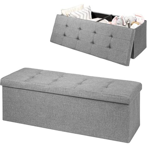 RELAX4LIFE Banc de Rangement Pliable en Tissu Oxford 120L avec Cadre Métallique et Rembourrage en Éponge pour Entrée, Chambre, Couloir, Magasin, 110X38X38CM