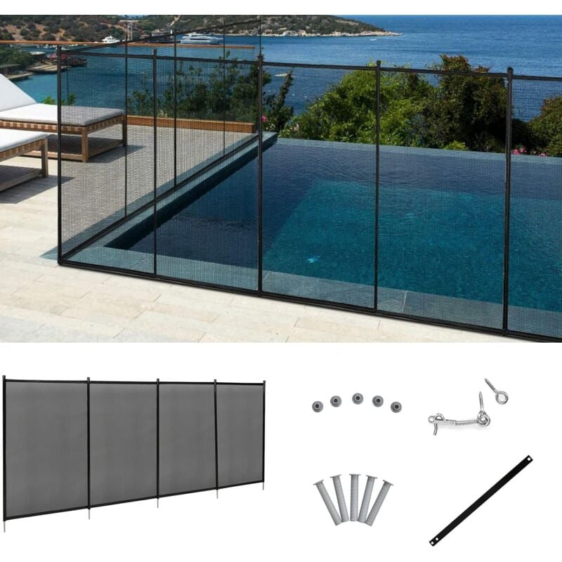 Relax4life - Barrière de Sécurité 360X125CM Pliable pour Piscine en Tissu Textilène et Tube en Aluminium, Clôture de Piscine en Différentes Formes