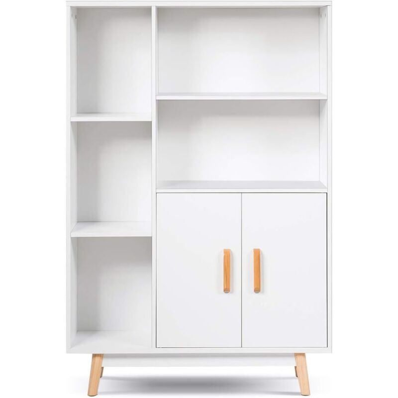 Relax4life - Bibliothèque Ouverte sur Pieds Style Contemporain avec Armoire de Rangement,Étagère de Rangement avec 5 Compartiments pour Salon,