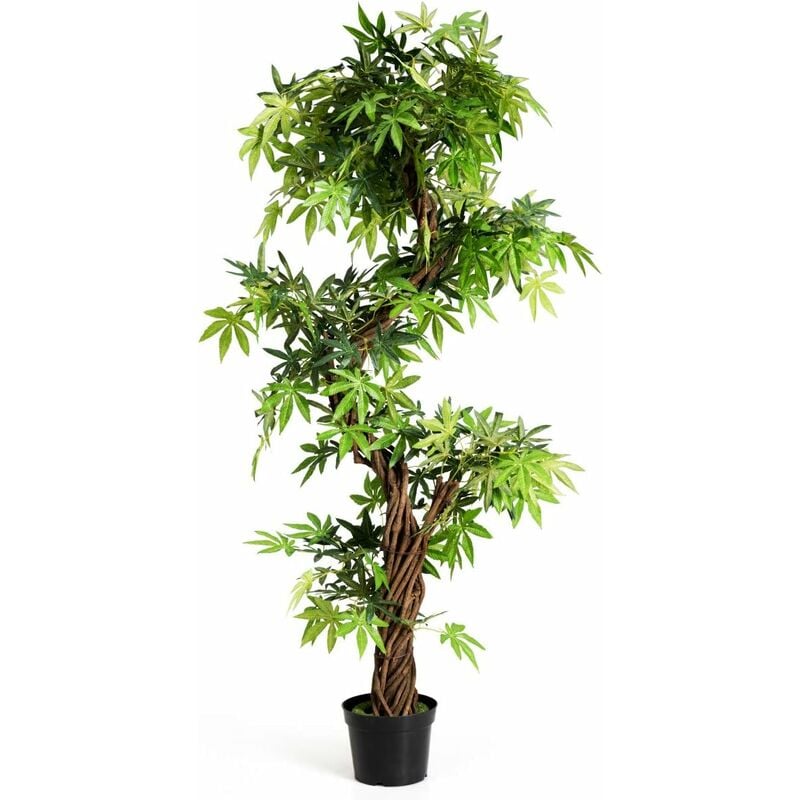 Relax4life - Bonsai Artificiel en Forme d'arbre Décoration d'intérieur ou Extérieur,Plante Artificielle Verte en Pot,Arbre Fausse avec Tronc en Bois