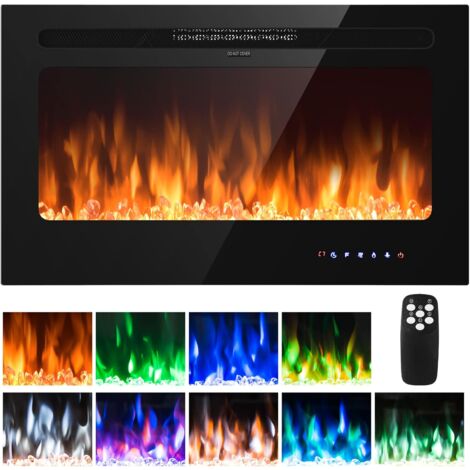 RELAX4LIFE Camino Elettrico e Termocamino Elettrico 900/1800 W, Tempera-tura 16-30oC e Timer 1-8 ore con Telecomando, Fiamma Realistica in 9 Colori e 5 Luminosit¨¤, 91,5 x 14 x 54,5 cm