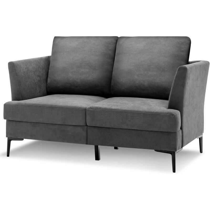 Relax4life - Canapé 2 Places Moderne 141x80x72cm, Sofa de Salon avec 2 Coussins Amovibles en Tissu Lin, Meuble de Salon pour Chambre Bureau Salon,
