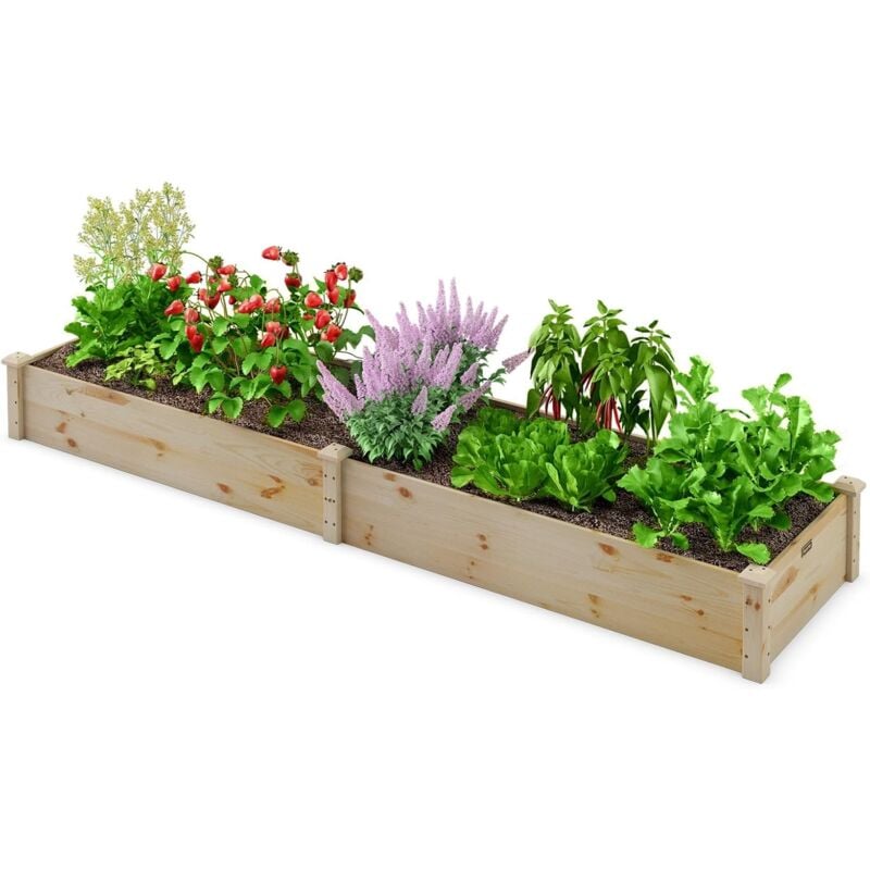 Carré Potager en Bois de Sapin sans Fond, Jardinière Rectrangulaire Imperméable pour Légumes Fleurs Fruits, Bac à Plantes pour Cour Jardin Pelouse,