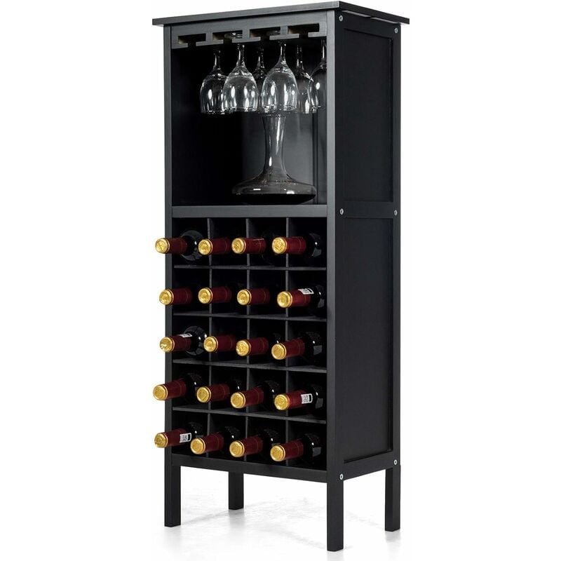 Relax4life - Casier à Vin en Bois avec 20 Compartiments pour Bouteilles, Casier à Bouteilles Polyvalent sur Pieds pour Cuisine, Salle à Manger,