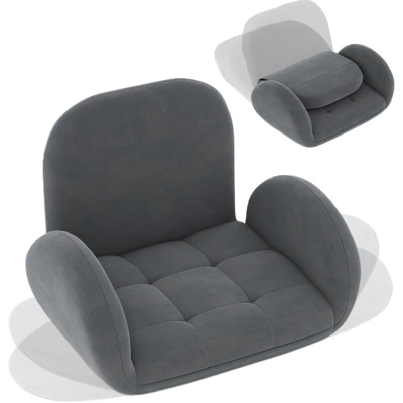 Relax4life - Chaise de Sol Pliable avec Dossier Réglable à 3 Positions et Accoudoirs à 5 Positions, Fauteuil de Jeu Pivotant Facultatif en Tissu