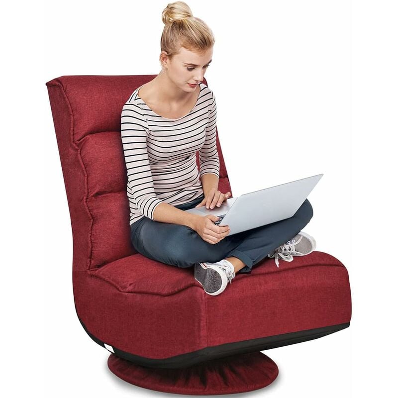 Relax4life - Chaise de Sol Pliable Réglable en 5 Positions, Fauteuil au Sol à 360° et Cadre en Fer Robuste,Chaise de Meditation pour Lire, Reposer