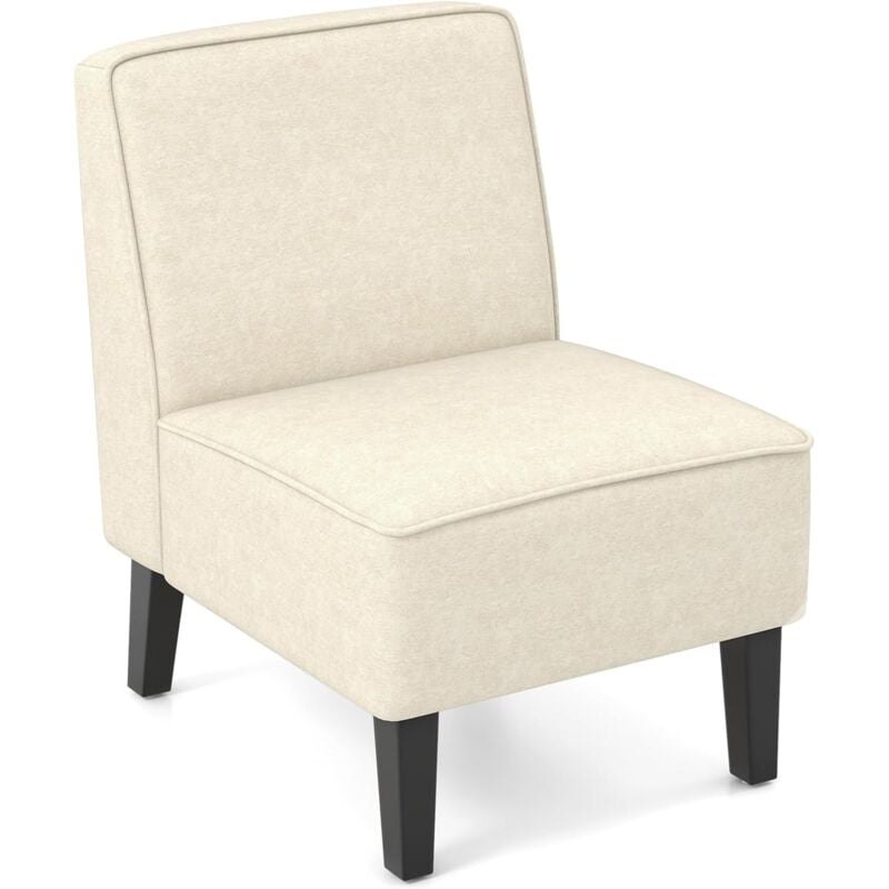 RELAX4LIFE Chaise Rembourrée avec Pieds en Bois d'Hévéa, Fauteuil avec Dossier, Chaise sans Accoudoirs, Charge 150kg, pour Salon, Chambre, Salle à