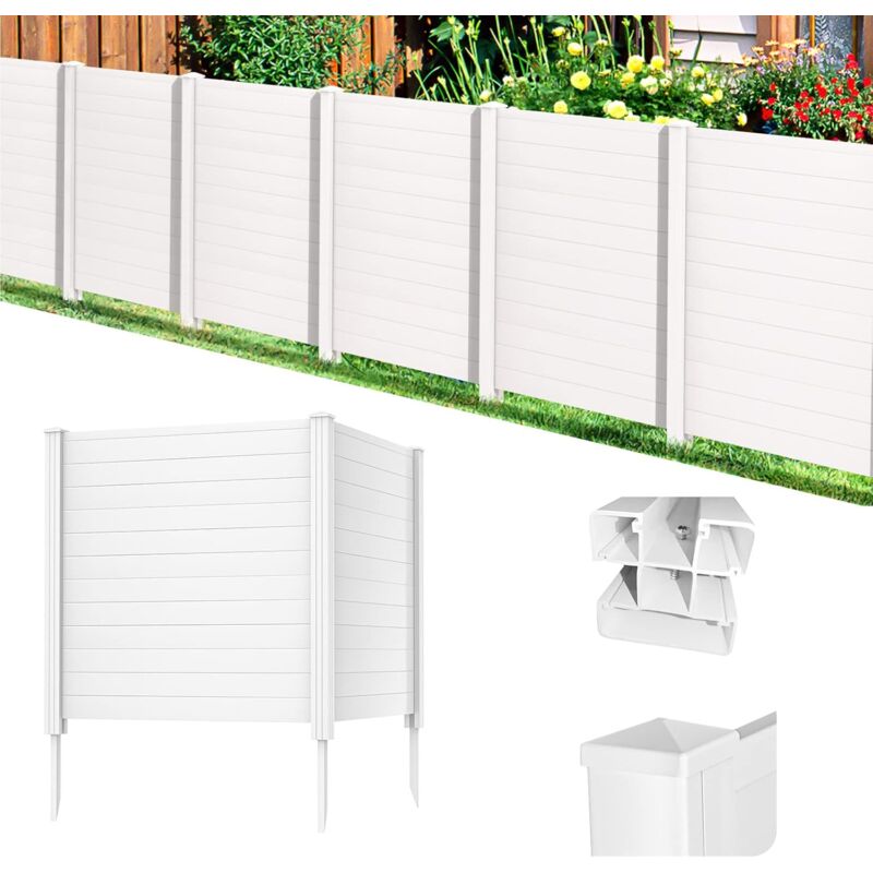 Relax4life - Clôture Jardin Extérieure Lot de 2 en pvc avec 3 Piquets de 35cm, Clôture Décorative Brise-Vue en Panneau 123x124cm pour Jardin Terrasse