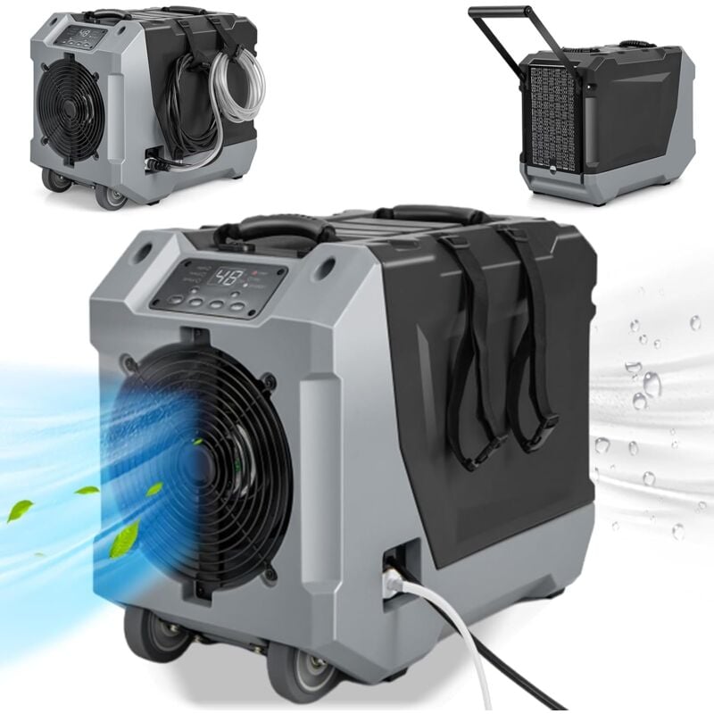Relax4life - Déshumidificateur Professionnel jusqu'à 65L/J pour 355m³, 4 Modes, Déshumidificateur d'Air Industriel avec Pompe et Tuyau de Vidange