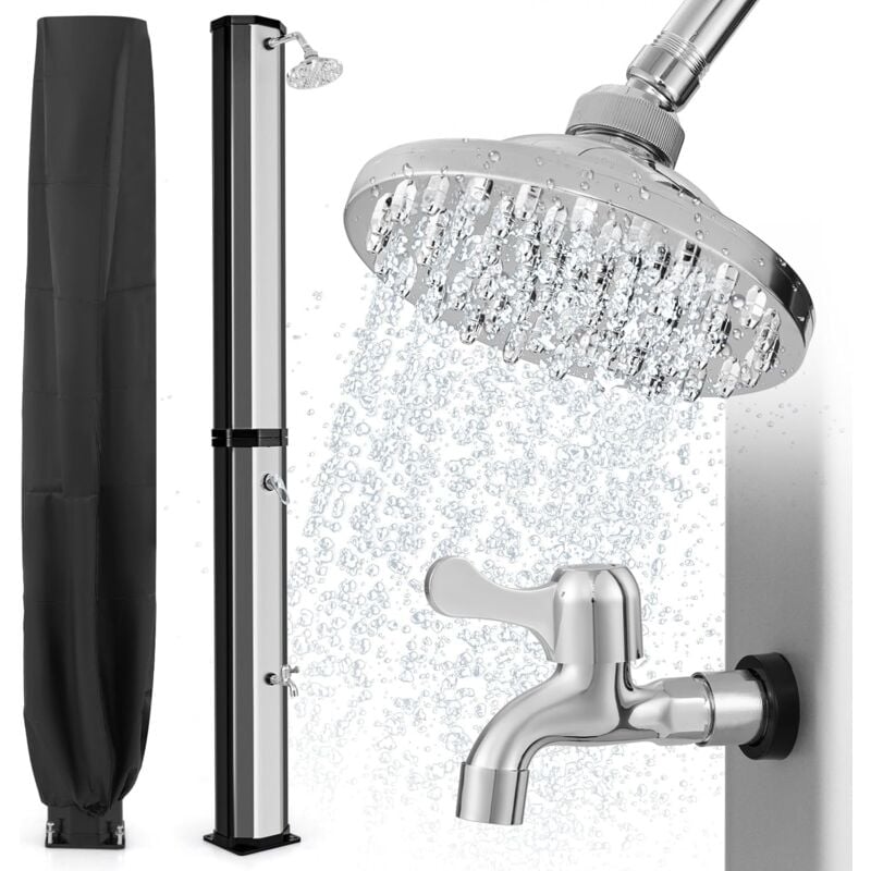Relax4life - Douche Solaire 60 l avec Pommeau de Douche Robinet pour Douche de Pieds Housse de Protection Eau Chaude Max. 60 °c Douche Solaire