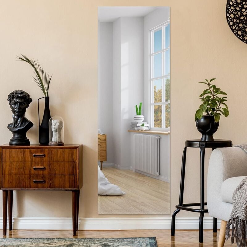 Relax4life - Grand Miroir Mural Moderne Rectangulaire 110 x 38 cm, Miroir Pleine Longueur en Verre Anti-Explosion avec Cadre en Alliage d'Aluminium