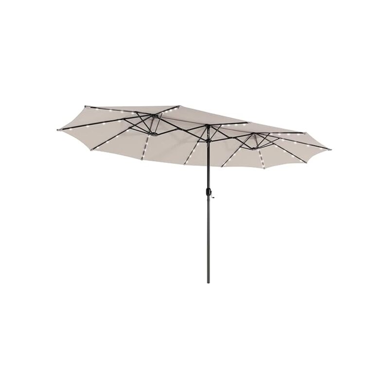 Relax4life - Grand Parasol de Jardin Extérieur 470x450cm avec led Solaire, Parasol Double avec 48 Lumières, Parasol Extra Large avec Manivelle Base