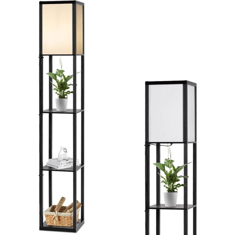 Lampadaire sur Pied 1,6M avec 3 Etagères de Rangement et Abat-jour en Tissu, Style Moderne pour Chambre, Salon, Bureau(Modèle c) - Relax4life