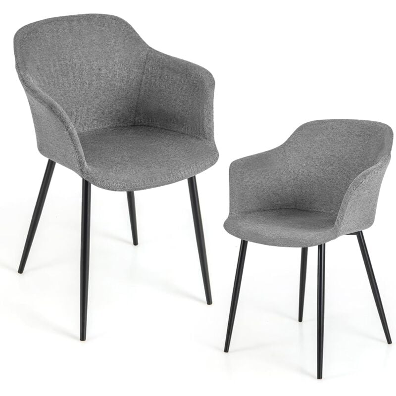 Relax4life - Lot de 2 Chaise de Salle à Manger, Chaise Cuisine Rembourrée avec Pieds Métalliques Antidérapants, Chaise Scandinave pour Salon Cuisine