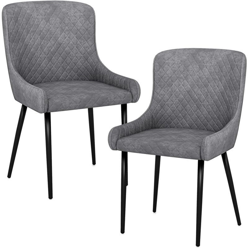 Relax4life - Lot de 2 Chaises Salle a Manger, Chaise Scandinave Velours avec Pieds Métalliques Réglables, Chaise de Cuisine Rembourrée Charge 150 kg