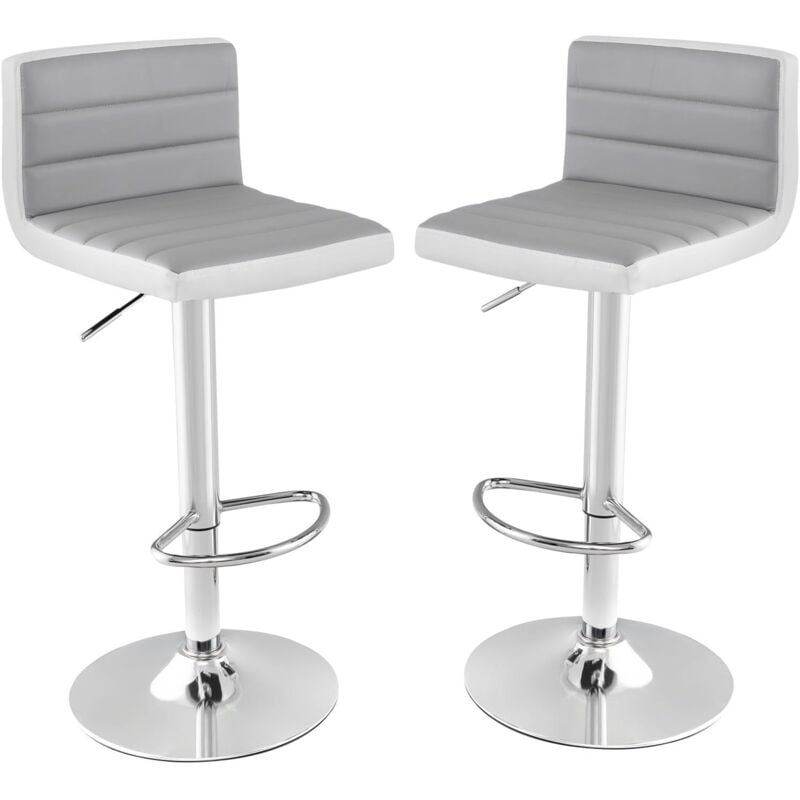 Relax4life - Lot de 2 Tabouret de Bar Pivotant en Cuir Artificiel, Chaise de Bar avec Hauteur Réglable, Base Métallique, Repose-Pieds, Chaise Haute