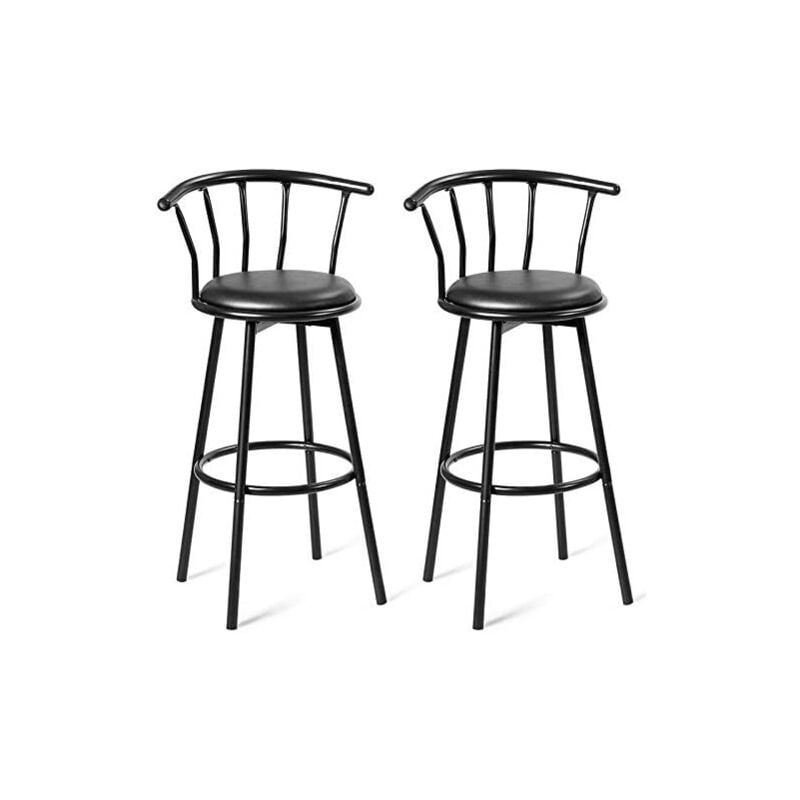 Relax4life - Lot de 2 Tabourets de Bar Pivotant Universel avec Dossier et Repose-Pied, Confortable Assise avec Selle Rembourré par Eponge, Siège