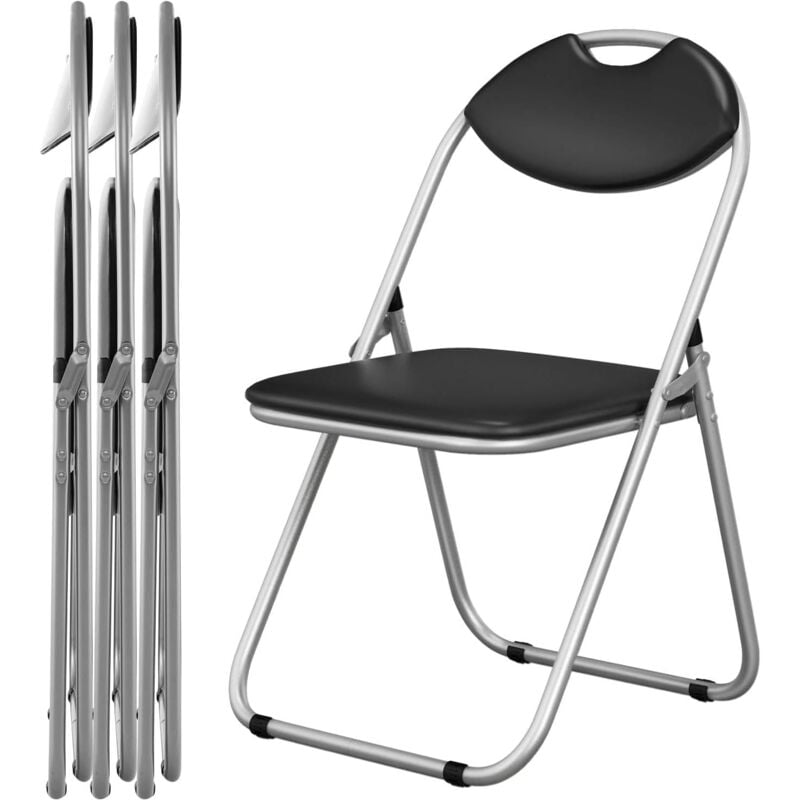 RELAX4LIFE Lot de 4 Chaise Pliante en Métal & Siège Rembourré, Chaise d’Invités Portable avec Poignée, Chaise de Conférence pour Bureau Salle à
