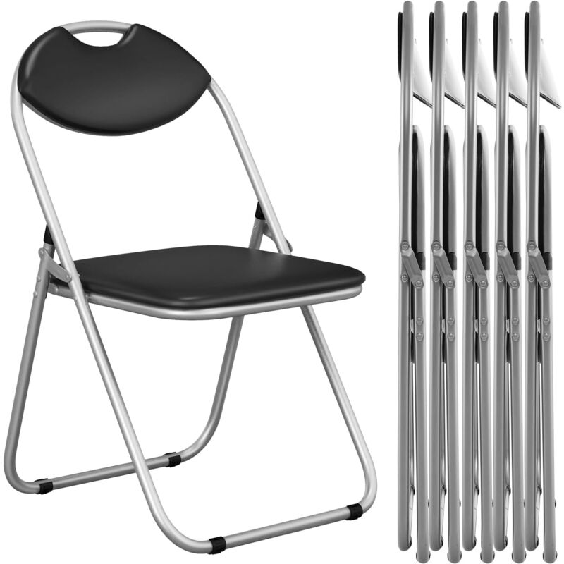 Relax4life - Lot de 6 Chaise Pliante en Métal & Siège Rembourré, Chaise d'Invités Portable avec Poignée, Chaise de Conférence pour Bureau Salle à