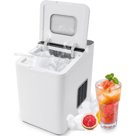 RELAX4LIFE Macchina Ghiaccio 12-15kg/24 Ore, 9 Cubetti di Ghiaccio in 6-13 Minuti, Pannello di Controllo Touch e Autopulizia, ideale per Casa Ufficio Ristorante Bar, 32x23x32,5cm (Bianco)