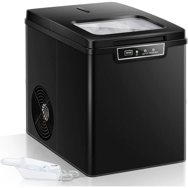Relax4life - Machine à Glaçons 12kg/24H avec Réservoir d'Eau 1,85 l, Machine à Glace avec 2 Tailles de Glace, 9 Glaçons en 8 min, Noir