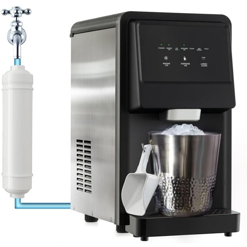 Relax4life - Machine à Glaçons à Distribution Automatique 27KG/24H, Machine à Glace Auto-nettoyante 240W, Ice Maker Silencieux, Stockage 4 kg pour