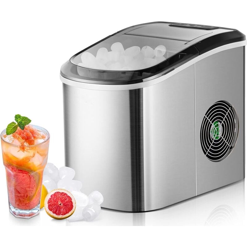Relax4life - Machine à Glaçons Autonettoyante 12 kg en 24 h, 2 Tailles de Glaçons, 9 Glaçons en 6-13 Mins par Cycle, 2.2 l Réservoir d'Eau pour
