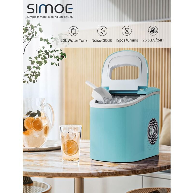 Relax4life - Machine à Glaçons Autonettoyante 9 Glaçons en 6-13 Mins 12 kg en 24 h, 2 Tailles de Glaçons,Réservoir 2.2 l pour Bureau Cuisine Bar(vert)