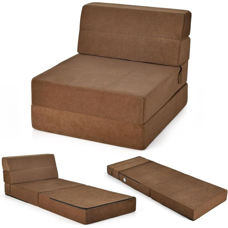 Relax4life - Matelas d'invités Pliable 71x190 cm,Matelas Pliant 3-en-1 comme Fauteuil Bas Epaisseur 15CM Chauffeuse 1 Place Ergonomique & Respirante