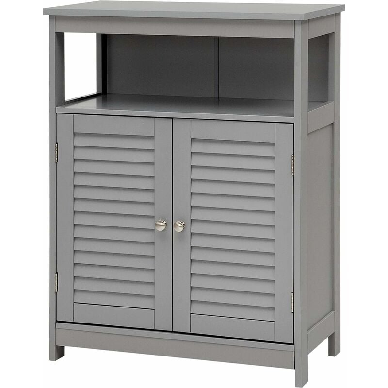 Meuble de Salle de Bain Double Porte, Armoire à Étagère Réglable Autoportante pour Salle de Bain, Chambre, Salon, Cuisine, Couloir (Gris) - Relax4life