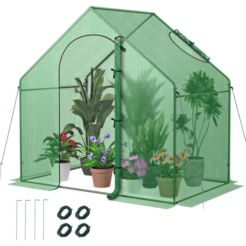 Relax4life - Mini Serre de Jardin avec Housse pe, Tuyaux Métalliques Antirouille, Porte et Fenêtre à Fermeture Éclair Enroulables,Serre Hivernale
