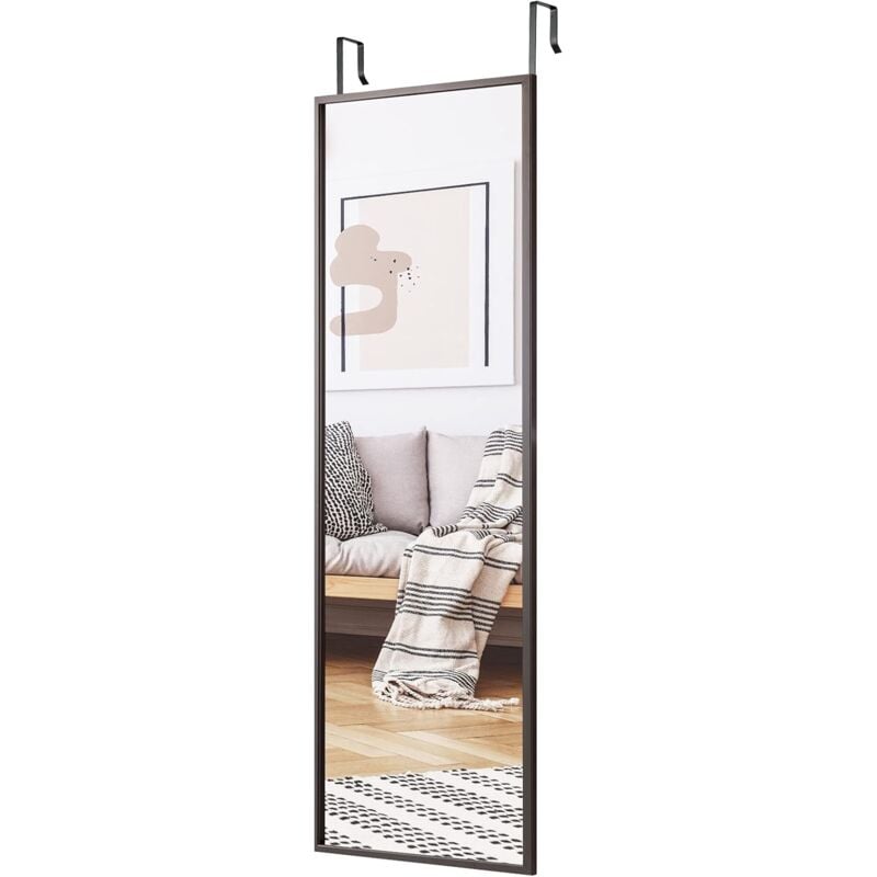 RELAX4LIFE Miroir Mural Suspendu avec Crochets de Suspension pour Porte, Miroir en Pleine Longueur Réglable en Hauteur, Convient pour Chambre, Salon,