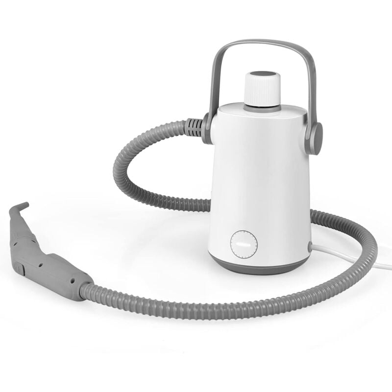 Relax4life - Nettoyeur Vapeur à Main 1000W avec Réservoir d'eau 300 ml et 10 Accessoires, Balai Vapeur pour Tapis/Fenêtres/Verre, Blanc et Gris