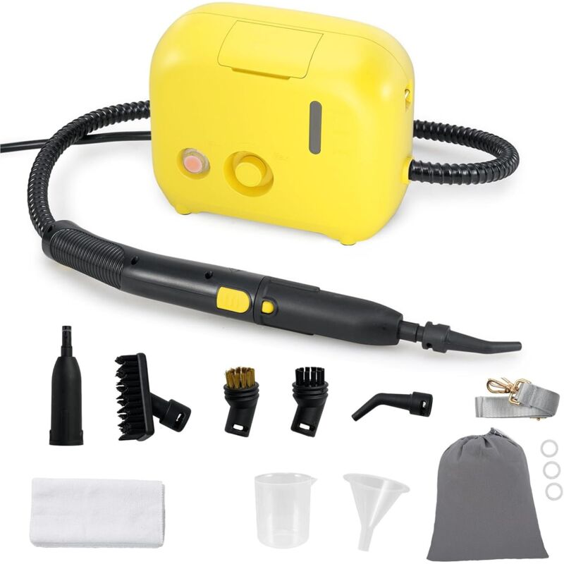 Relax4life - Nettoyeur Vapeur Portable 1500W, Nettoyant Vapeur Électrique avec 1 l Réservoird'eau 3Bars 12 Accessoires Complets pour Cuisine Salon