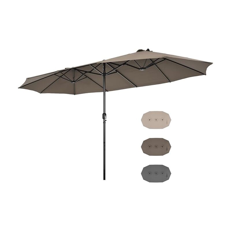Relax4life - Parasol de Jardin Extérieur 470X280 cm, Grand Parasol Double avec Manivelle, Parasol Plage Polyester Haute Densité avec Sangle de