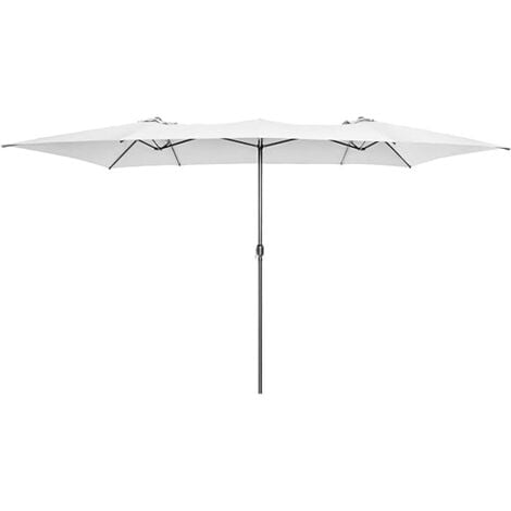 RELAX4LIFE Parasol de Jardin Extérieur XXL 426X265 CM, Grand Parasol Double à 10 Baleines avec Manivelle, Parasol Terrasse Pliable en Polyester, Protection Solaire pour Jardin Patio Piscine, Blanc